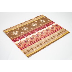 Placemat / suport de farfurie anti-pete din bumbac teflonat, model traditional, rosu / maro